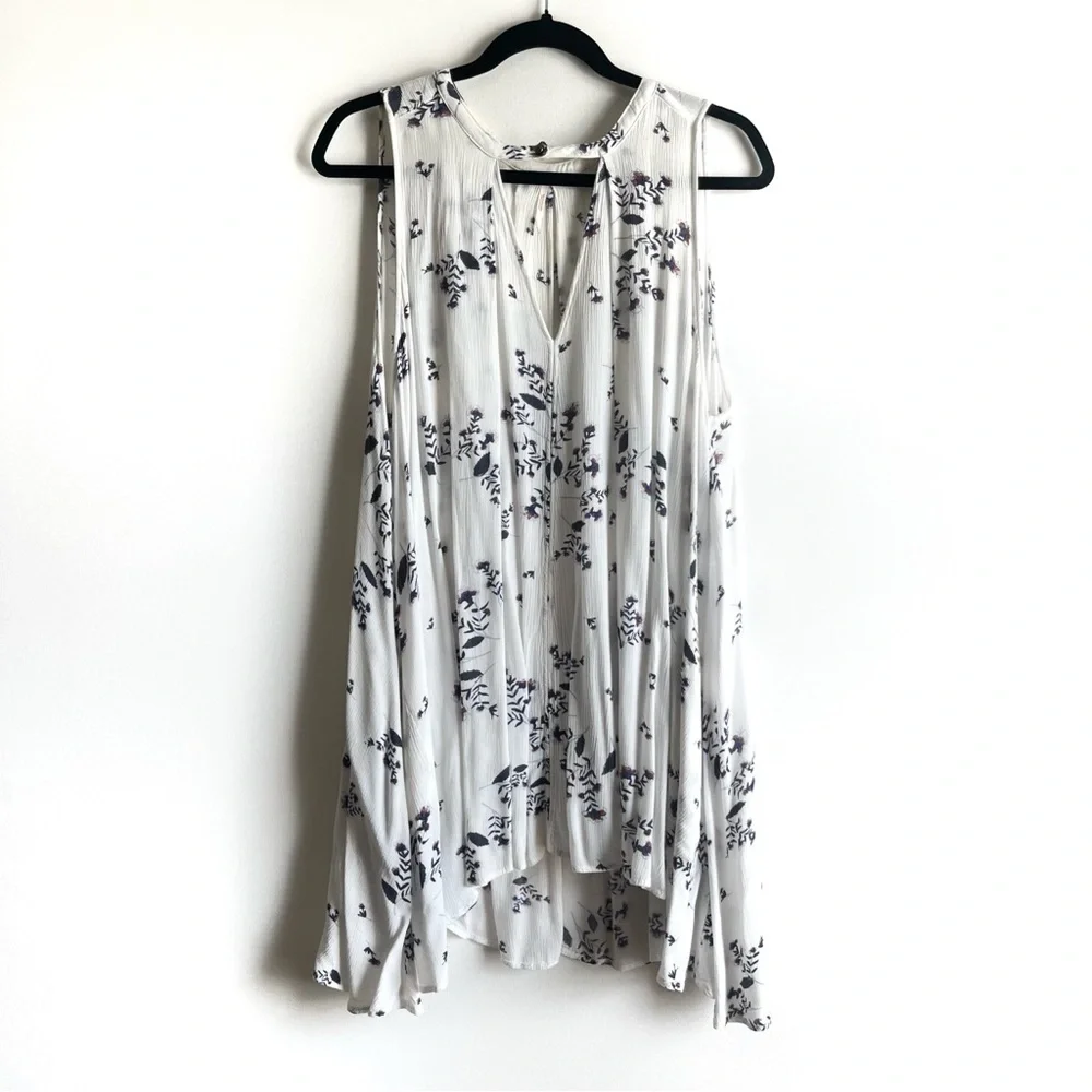 Free People Tree Swing White Floral Tunic Dress Size Medium